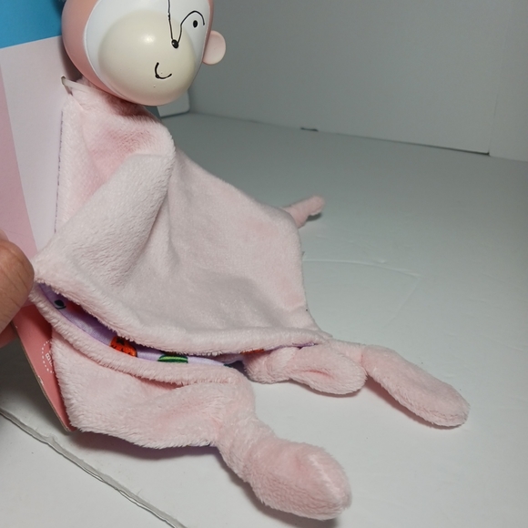 Manhattan Toy Teethe & Cuddle Mono Monkey Blankie Lovey Pink - Picture 2 of 3